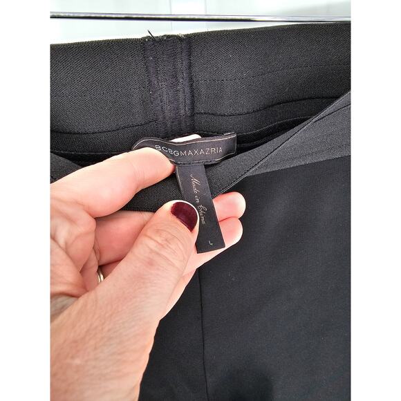 BCBGMAXAZRIA Black Elastic-Waist Mid-Rise Cropped Pull-On Leggings Size L - Picture 4 of 4
